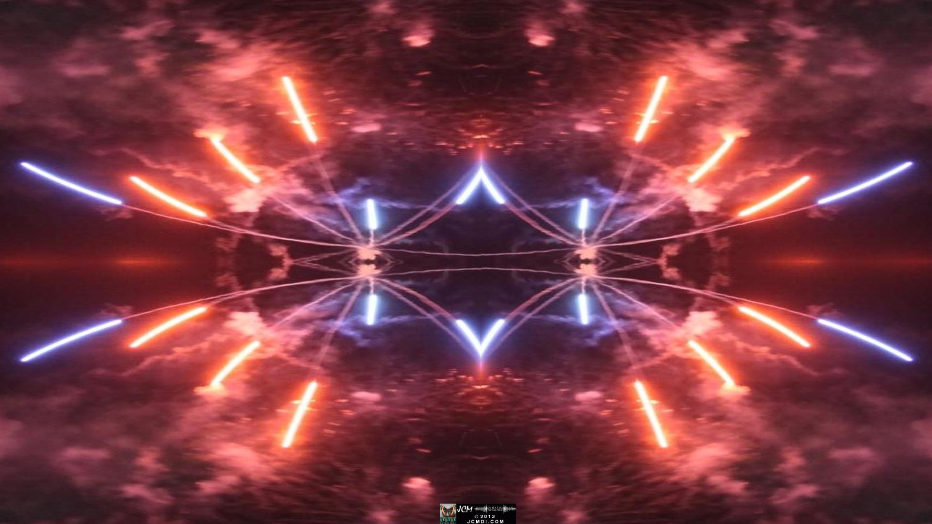 Quadroscopic art made from a digital image of fireworks taken in Castaic, California.
